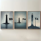 Pirate Lighthouse Wall Art Set of 3 | Nautical Coastal Prints | Maritime Adventure Decor | Digital Download