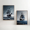 Pirate Ship Wall Art Set of 2 Vintage Nautical Prints
