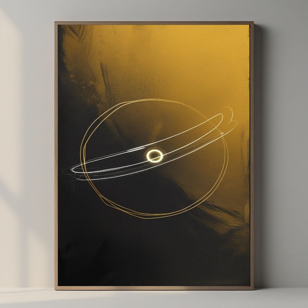 Celestial Orbit Wall Art Printable, Minimal Space Line Illustration, Modern Cosmic Decor, Neutral Galaxy Poster, Digital Download