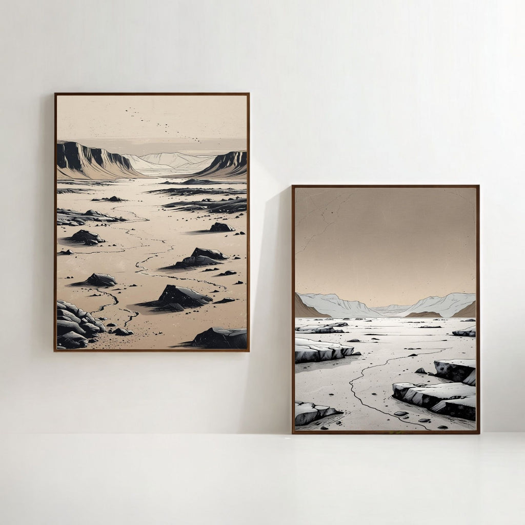 Desert Landscape Wall Art Set of 2 Minimalist Canyon Prints