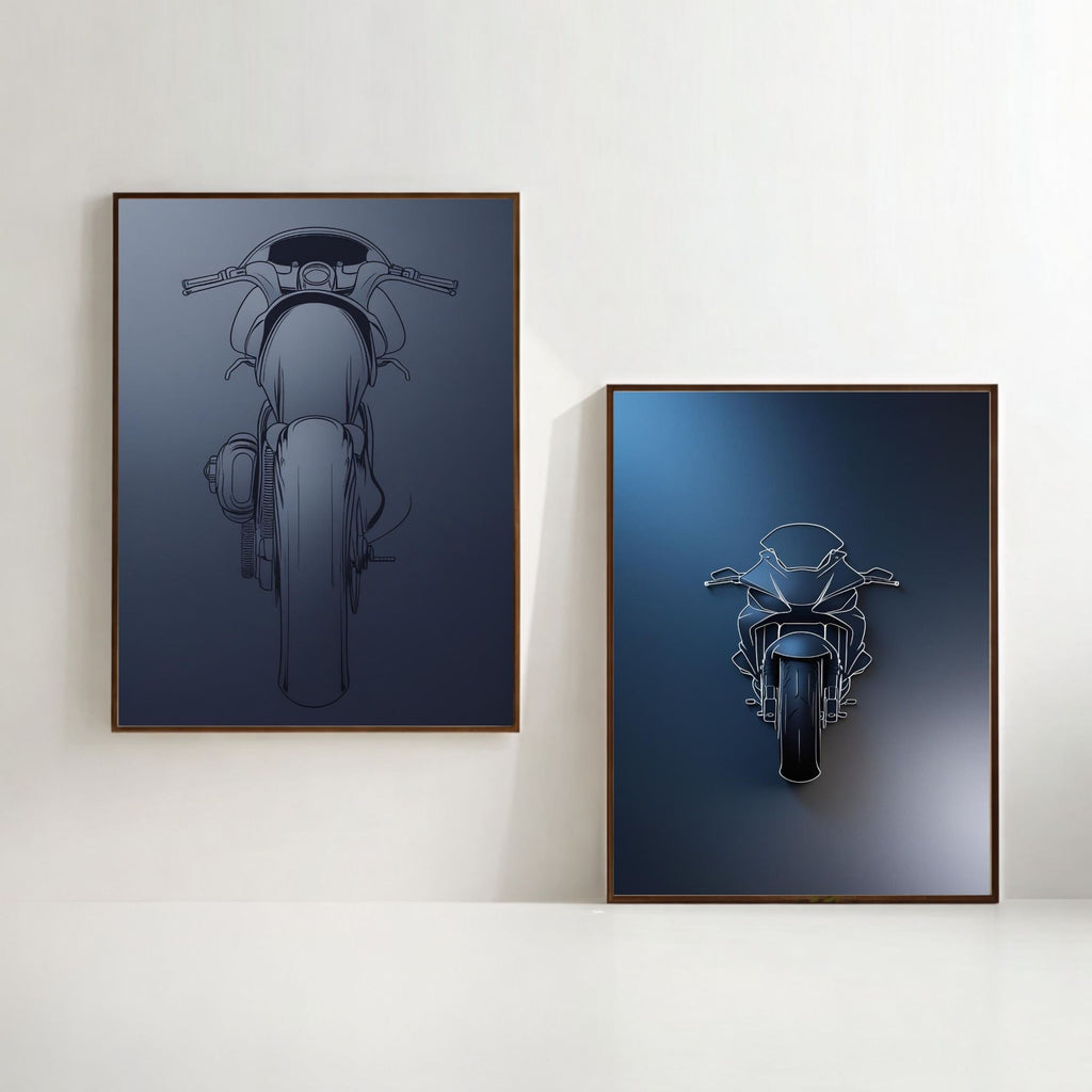 Motorcycle Wall Art Set of 2 Modern Bike Printable Decor