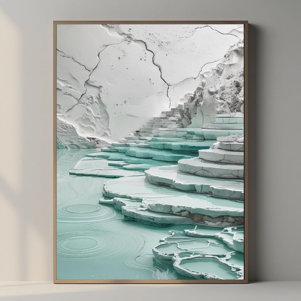 Travertine Wall Art Minimal Spa Landscape Printable Poster
