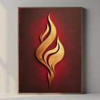 Abstract Flame Wall Art Printable, Golden Fire Minimal Poster, Modern Abstract Decor, Contemporary Digital Download Print