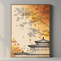 Japanese Temple Wall Art Printable, Autumn Pagoda Poster, Asian Landscape Decor, Zen Architecture Print, Digital Download Print