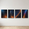 Cosmic Lightning Wall Art Set of 4 | Abstract Galaxy Prints | Celestial Space Decor | Digital Download