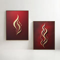 Red & Gold Abstract Flame Wall Art Set of 2 | Modern Fire Artwork | Luxury Red Minimalist Prints | Contemporary Abstract Decor | Burgundy Gold Wall Art | Digital Download