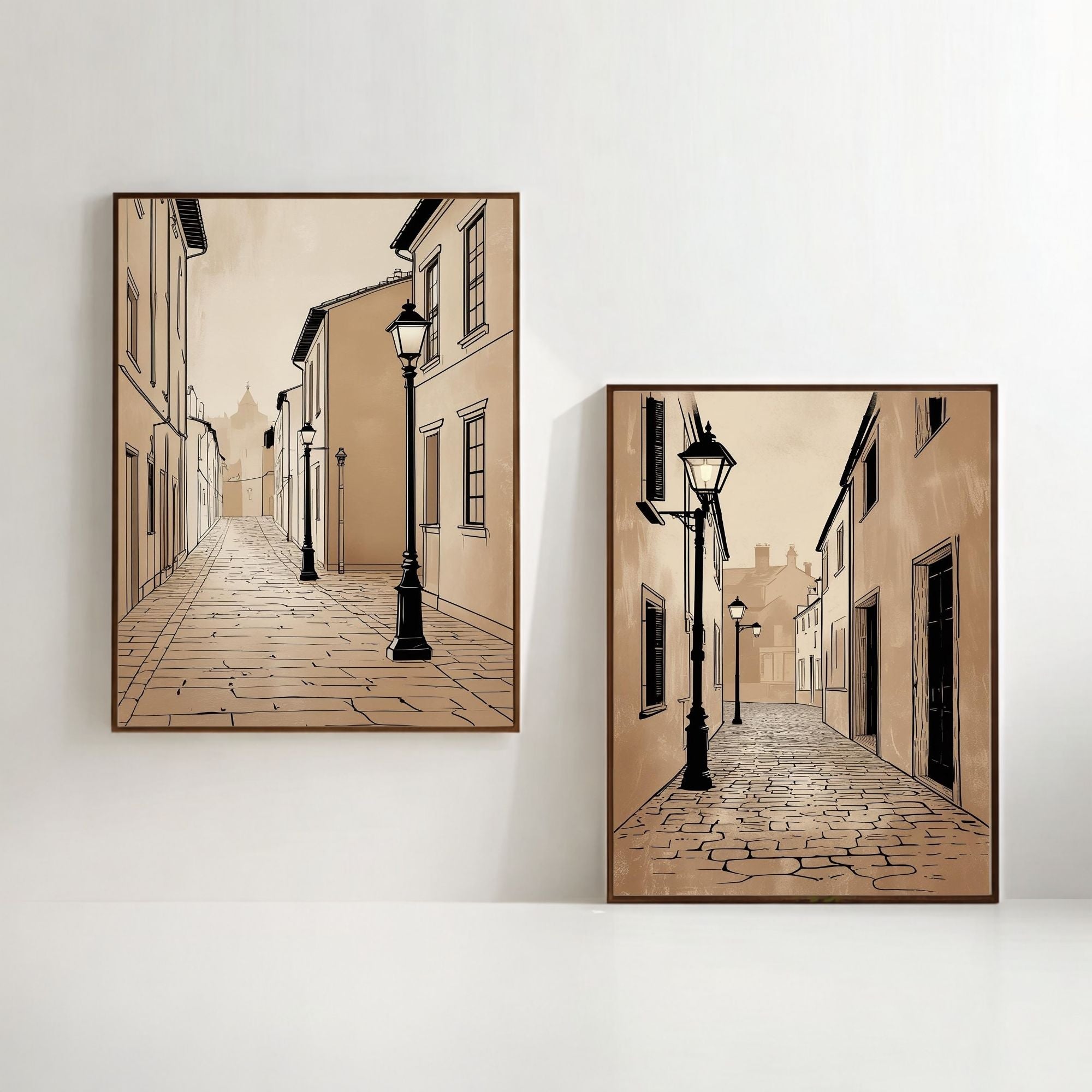 European Street Wall Art Set of 2 Vintage City Printable Decor