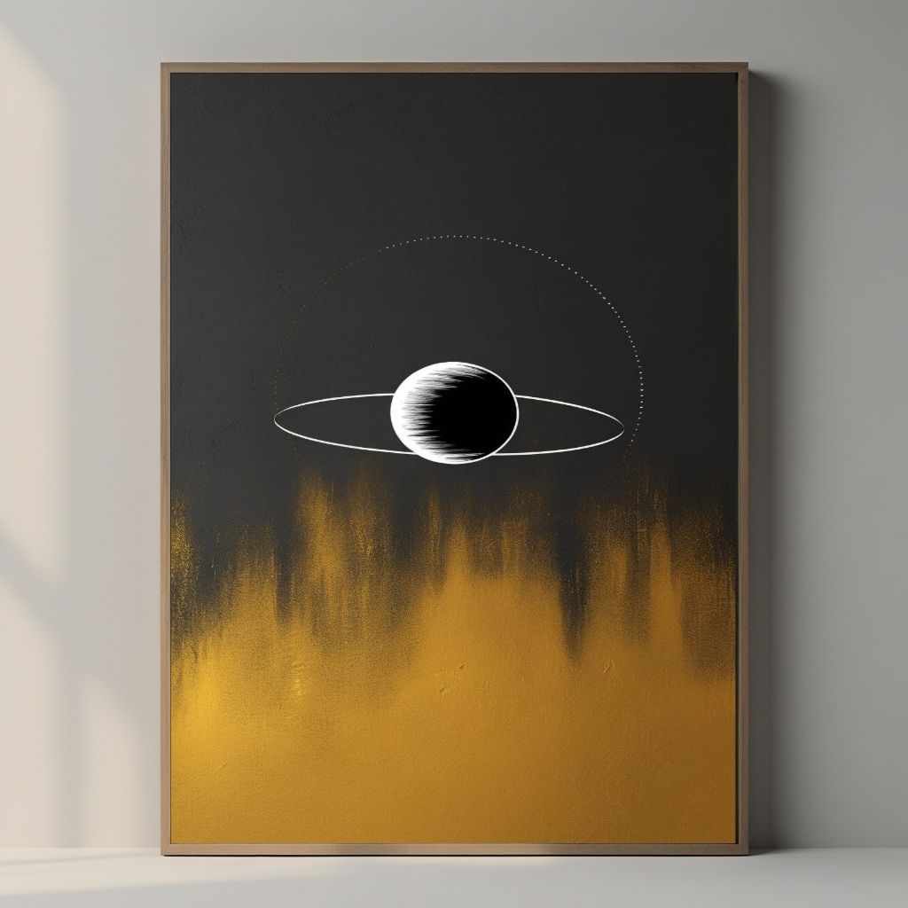 Saturn Wall Art Printable, Minimal Planet Poster, Modern Space Wall Decor, Celestial Abstract Print, Digital Download
