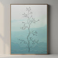 Minimal Botanical Wall Art Printable, Modern Line Drawing Plant Print, Scandinavian Nature Decor, Blue Abstract Digital Download Poster