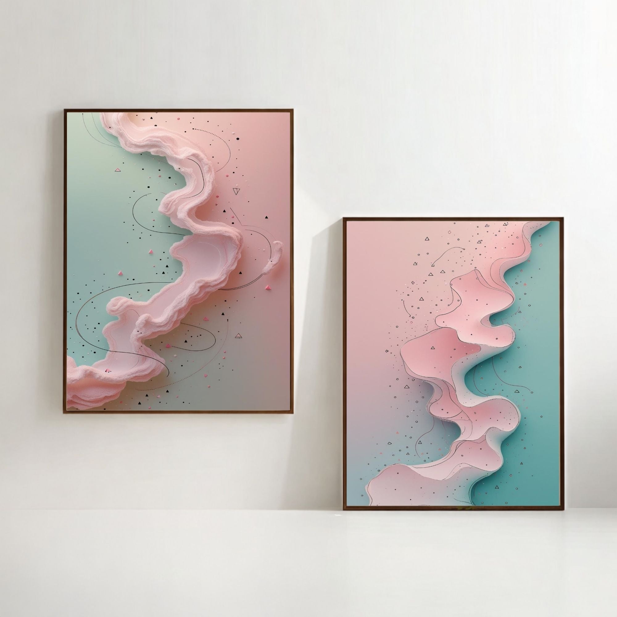Abstract Pastel Wall Art Set of 2 Modern Printable Decor