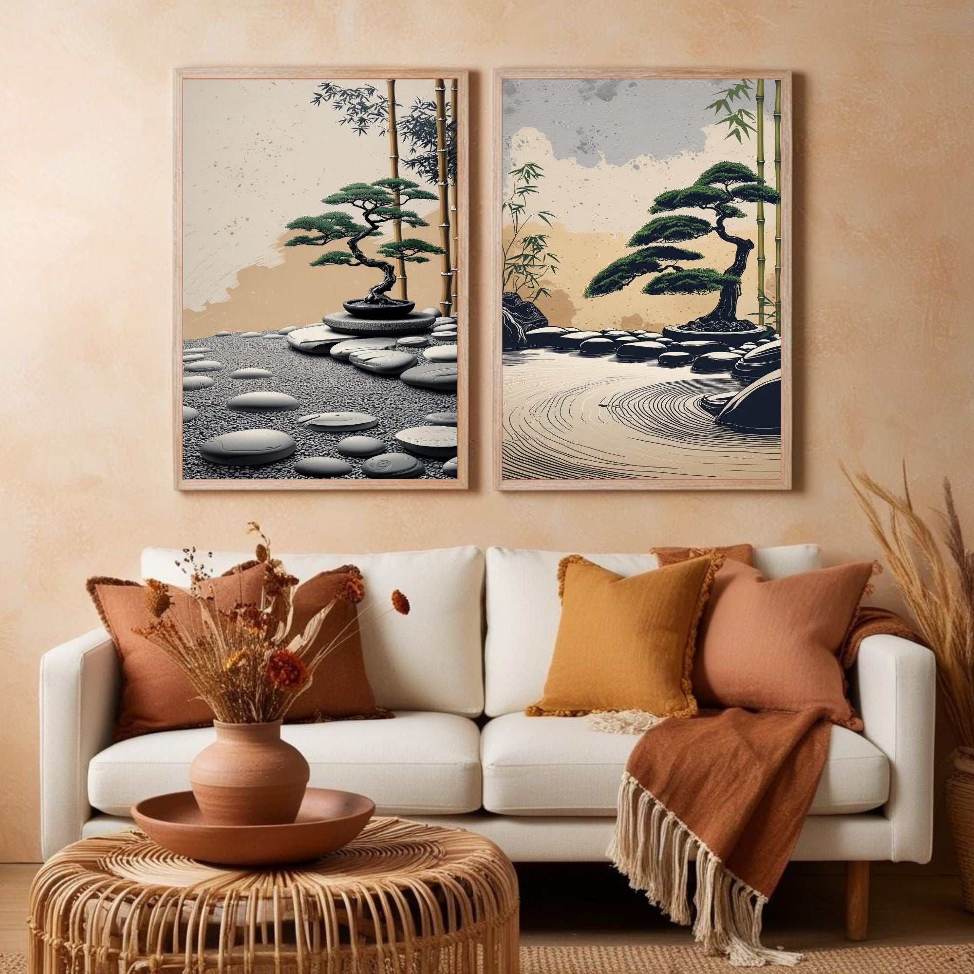 Zen Garden Wall Art Set of 2 Japanese Printable Decor