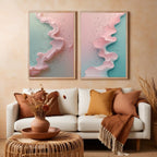 Abstract Pastel Wall Art Set of 2 Printable, Contemporary Pink Abstract Prints, Modern Home Decor, Digital Download