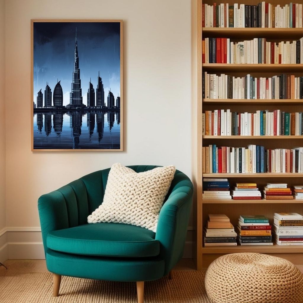 Dubai Skyline Wall Art Printable, Burj Khalifa Poster, Modern Dubai Cityscape Print, Luxury Architecture Wall Decor, Digital Download