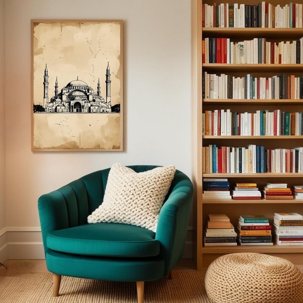 Hagia Sophia Wall Art Printable, Minimal Mosque Poster, Istanbul Architecture Print, Historic Landmark Decor, Digital Download