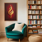 Abstract Flame Wall Art Printable, Golden Fire Minimal Poster, Modern Abstract Decor, Contemporary Digital Download Print