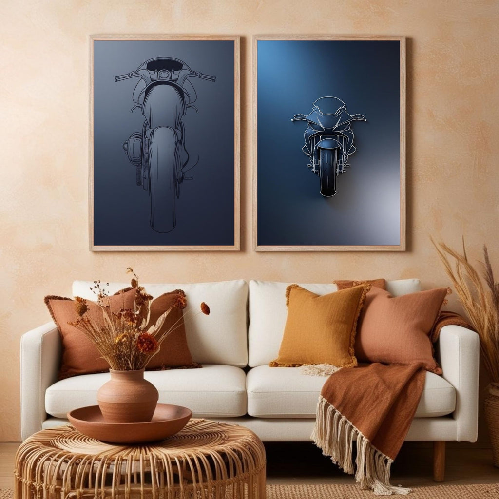 Motorcycle Wall Art Set of 2 Modern Bike Printable Decor