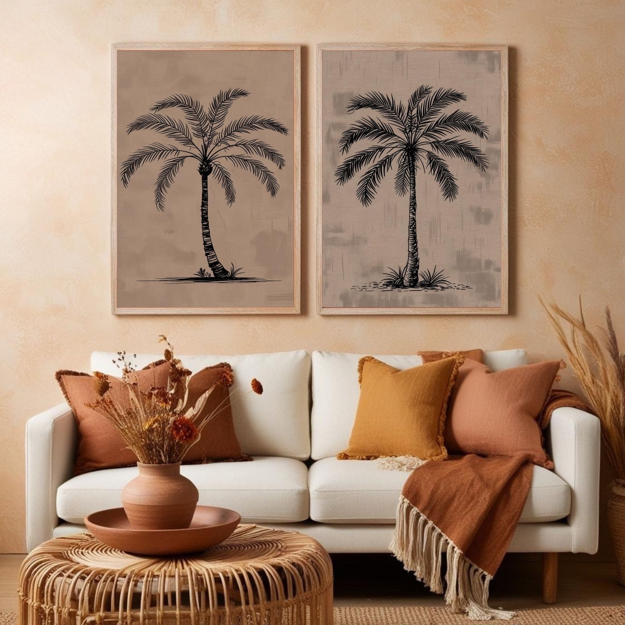 Palm Tree Wall Art Set of 2 Tropical Printable Decor