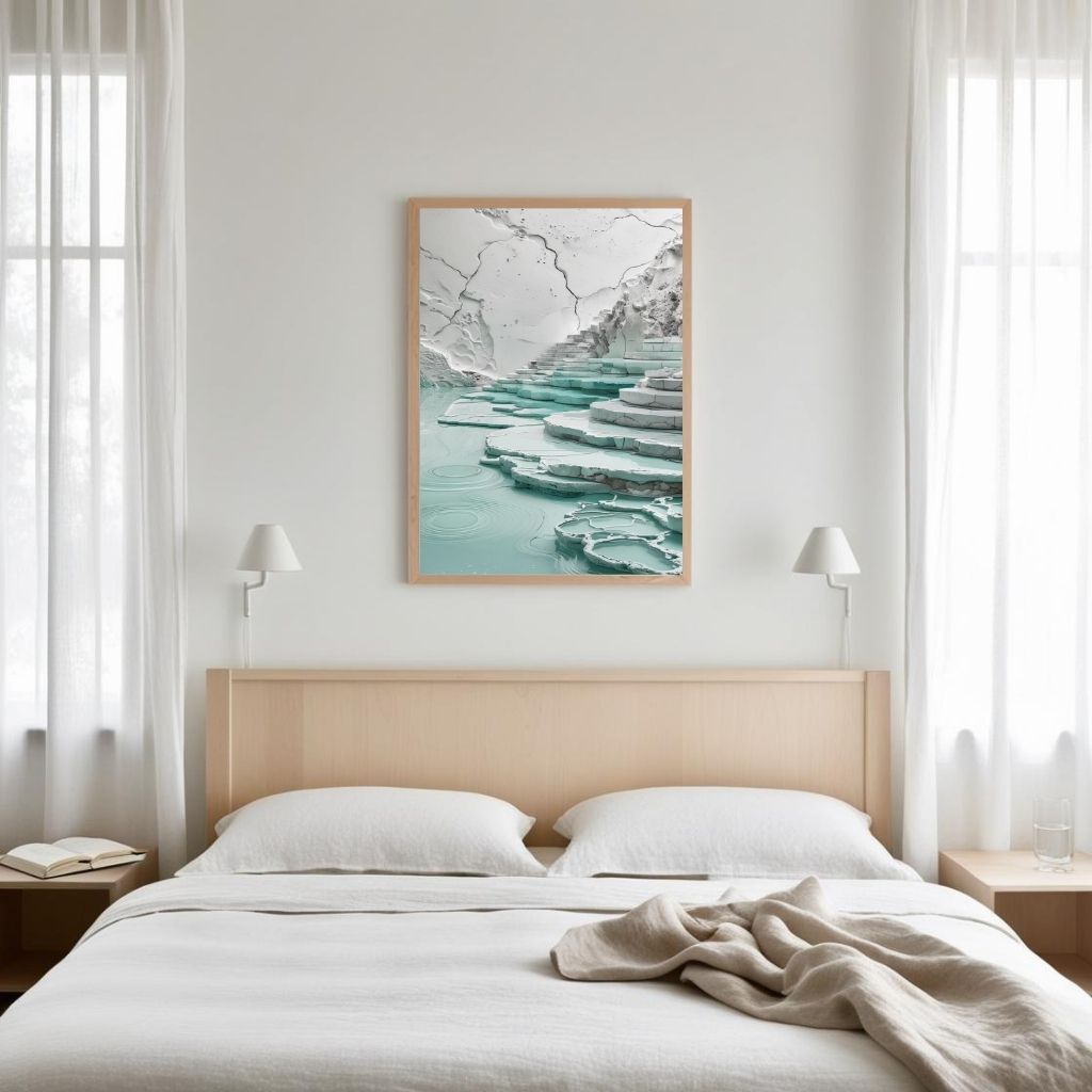 Travertine Wall Art Minimal Spa Landscape Printable Poster