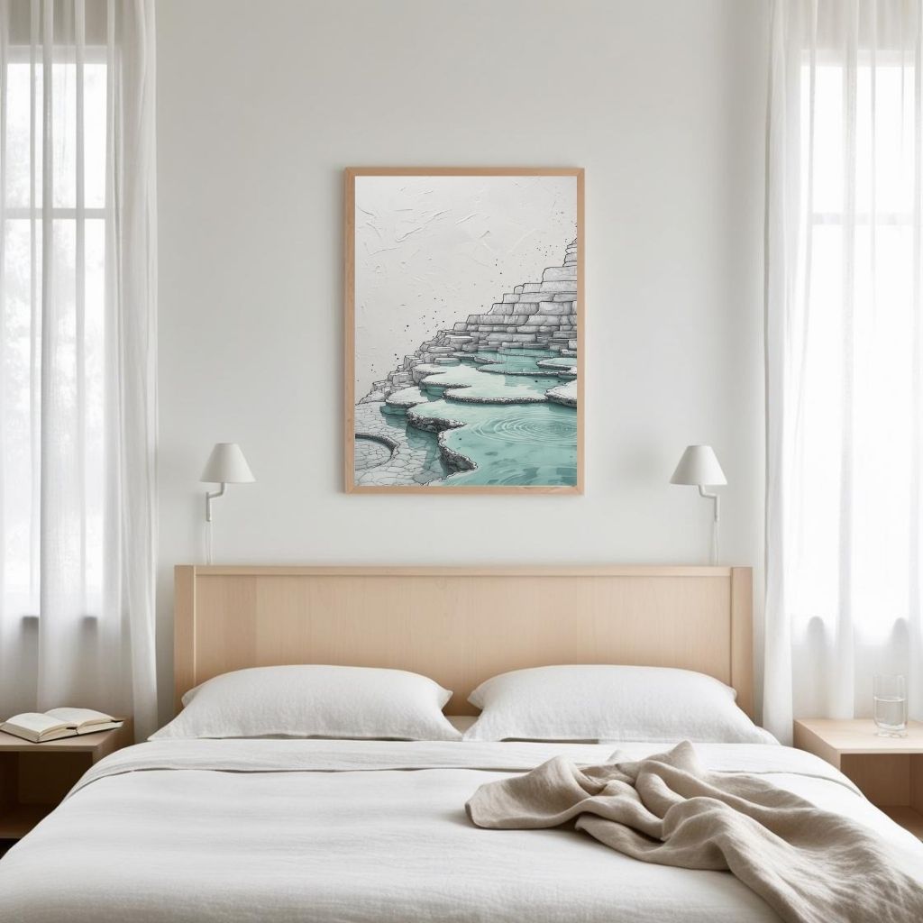 Travertine Wall Art Printable | Minimal Mineral Pool Landscape | Modern Nature Wall Decor | Scandinavian Digital Download Poster