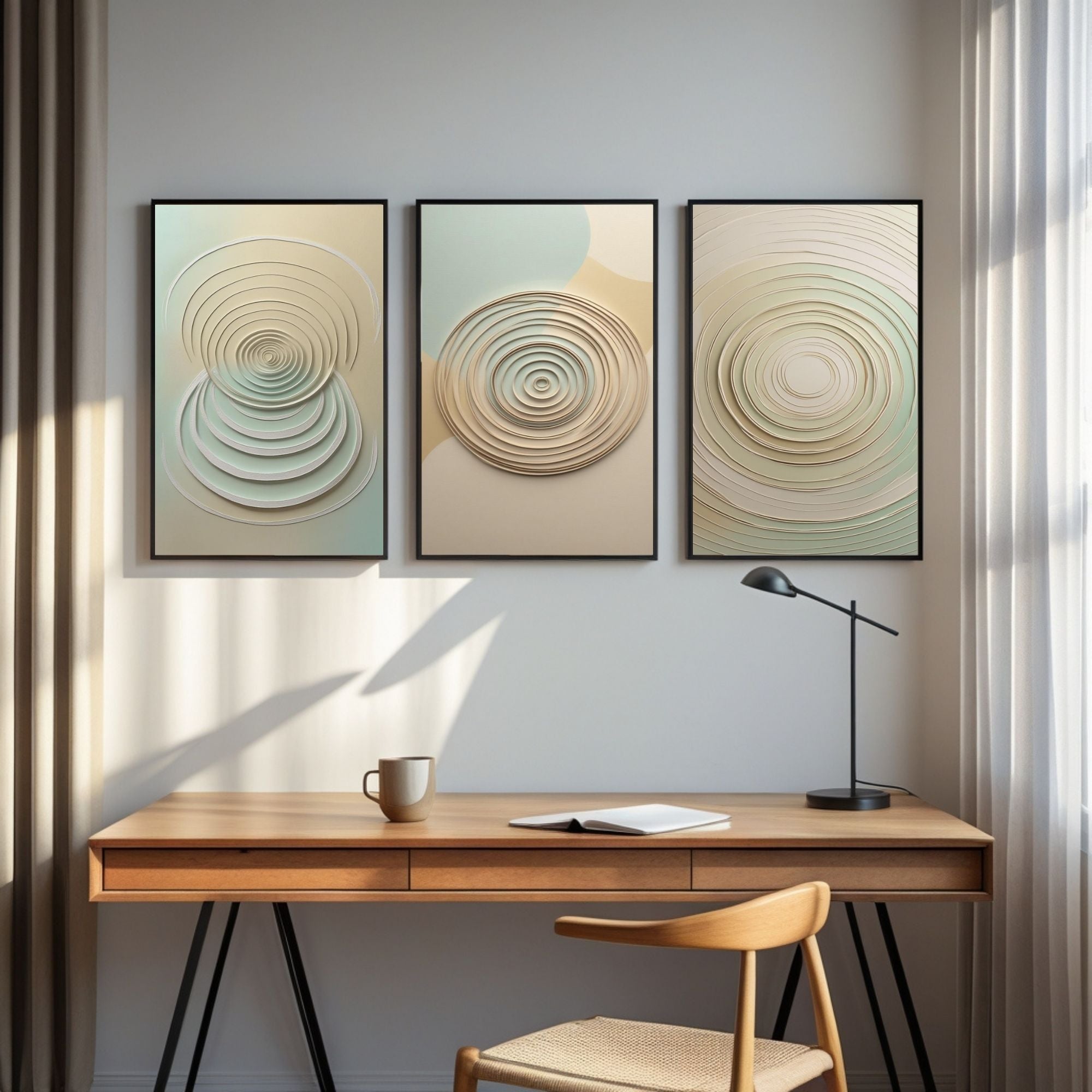 Geometric Circle Wall Art Set of 3 | Minimalist Abstract Prints | Modern Scandinavian Decor | Digital Download