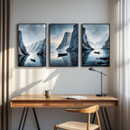 Nordic Fjord Wall Art Set of 3 | Scandinavian Mountain Lake Prints | Minimalist Nature Decor | Digital Download