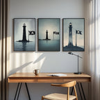 Pirate Lighthouse Wall Art Set of 3 | Nautical Coastal Prints | Maritime Adventure Decor | Digital Download