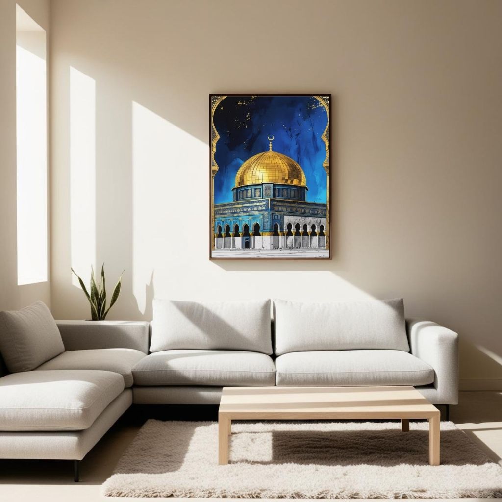 Dome of the Rock Wall Art Printable, Islamic Architecture Poster, Jerusalem Landmark Print, Mosque Wall Decor, Digital Download