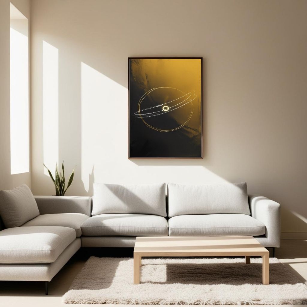 Celestial Orbit Wall Art Printable, Minimal Space Line Illustration, Modern Cosmic Decor, Neutral Galaxy Poster, Digital Download