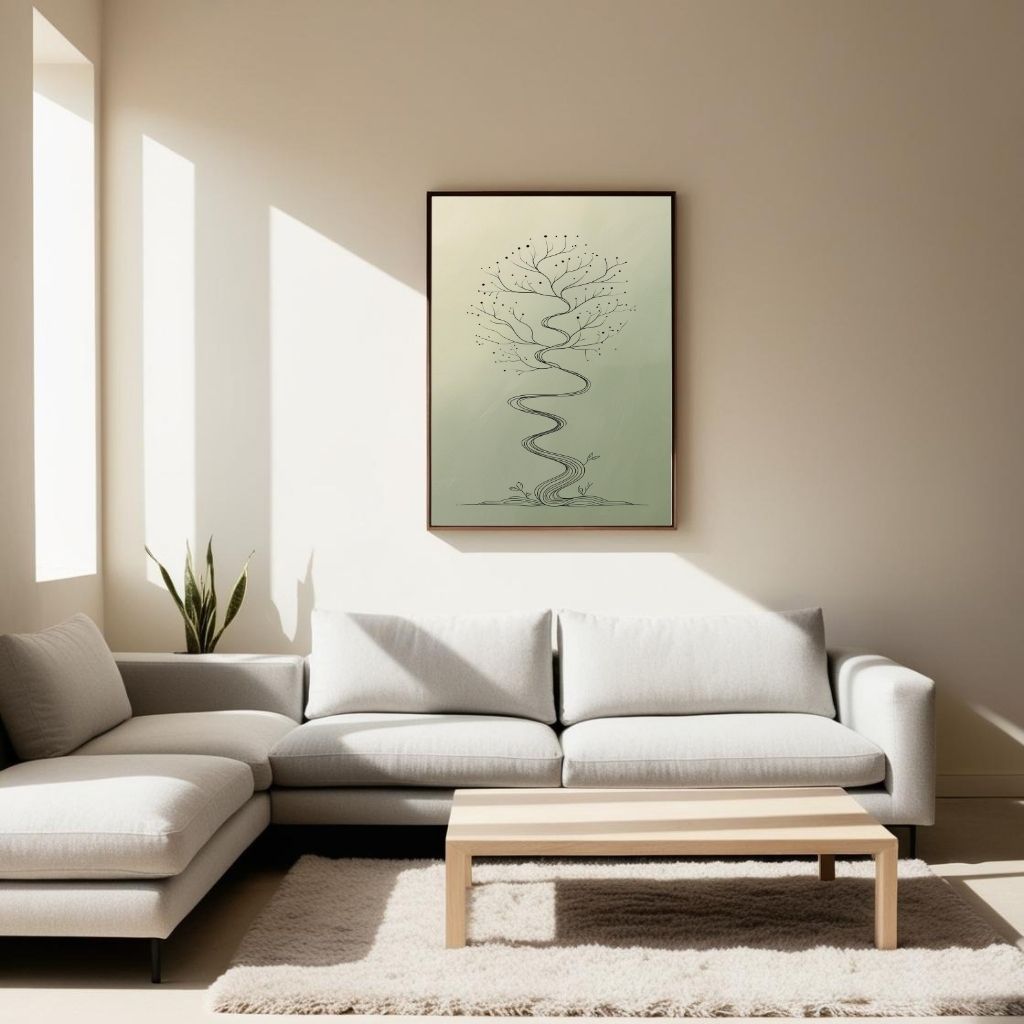 Minimal Tree Line Art Printable, Modern Botanical Wall Art, Scandinavian Nature Poster, Abstract Tree Drawing, Digital Download