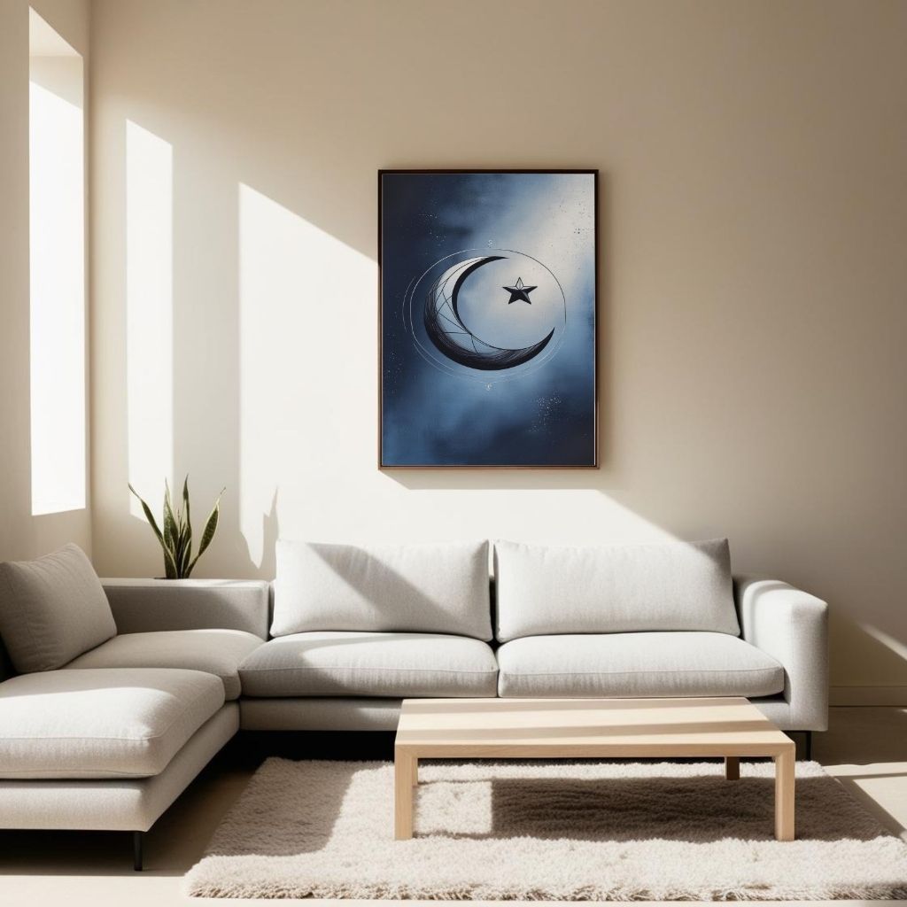 Moon Wall ArtMoon Wall Art Printable, Minimal Crescent Moon Poster, Celestial Decor, Digital Download Print