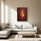 Abstract Flame Wall Art Printable, Golden Fire Minimal Poster, Modern Abstract Decor, Contemporary Digital Download Print