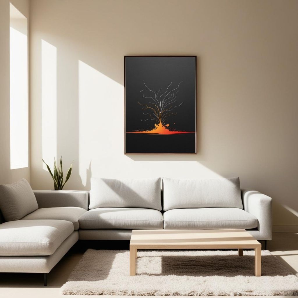 Volcano Wall Art Printable, Minimal Lava Poster, Modern Nature Decor, Digital Download Print