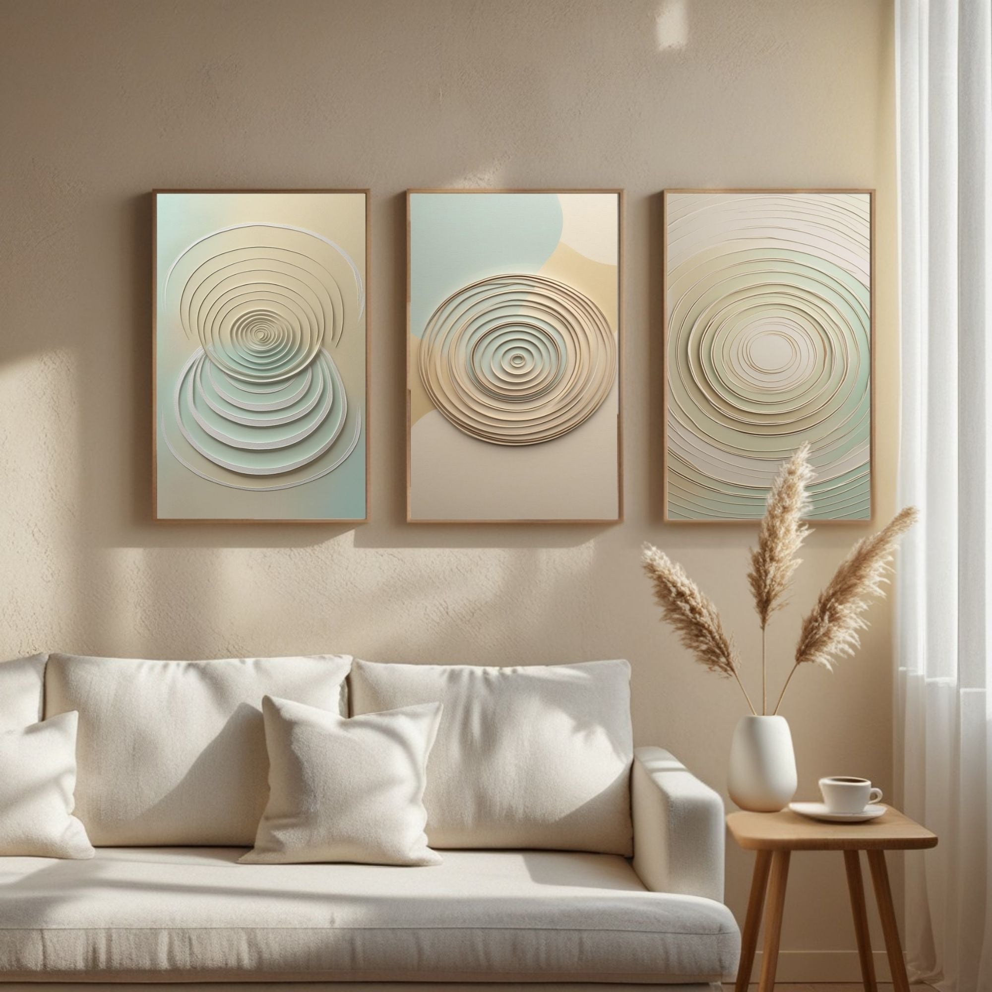 Geometric Circle Wall Art Set of 3 | Minimalist Abstract Prints | Modern Scandinavian Decor | Digital Download