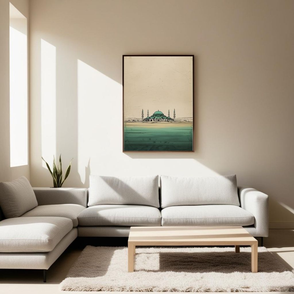Blue Mosque Wall Art Printable, Sultan Ahmed Mosque Poster, Istanbul Skyline Decor, Minimal Islamic Architecture Print, Digital Download Print