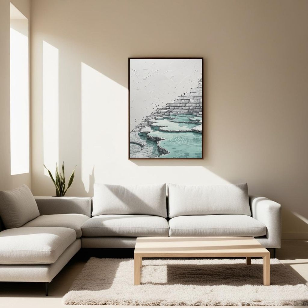 Travertine Wall Art Printable | Minimal Mineral Pool Landscape | Modern Nature Wall Decor | Scandinavian Digital Download Poster