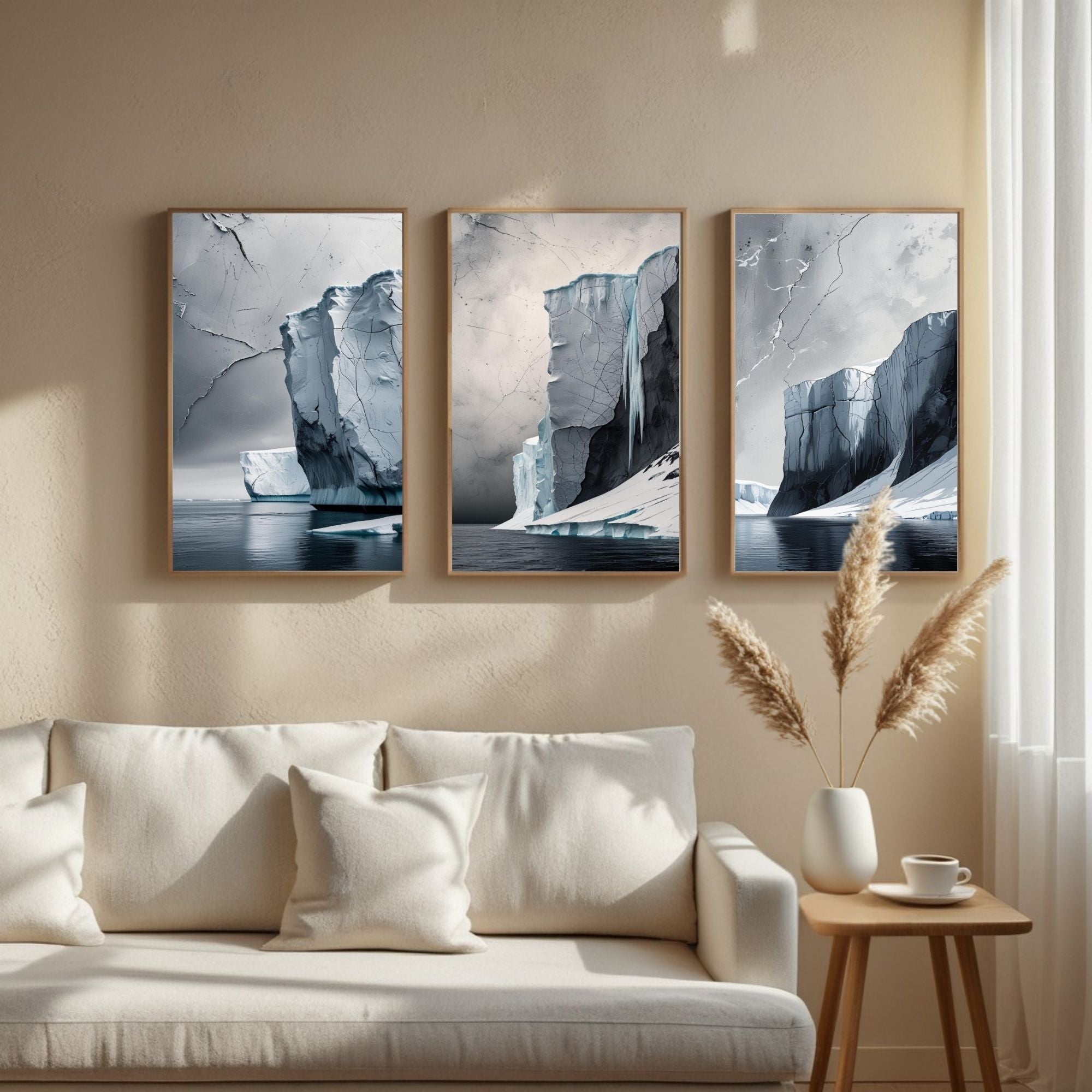 Arctic Iceberg Wall Art Set of 3 | Glacier Landscape Prints | Modern Coastal Nature Decor | Digital Download