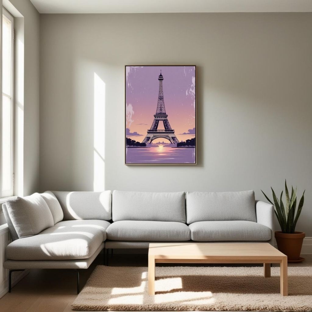 Eiffel Tower Wall Art Printable, Paris Sunset Poster, French Landmark Digital Print, Romantic Paris Decor, Instant Download Artwork