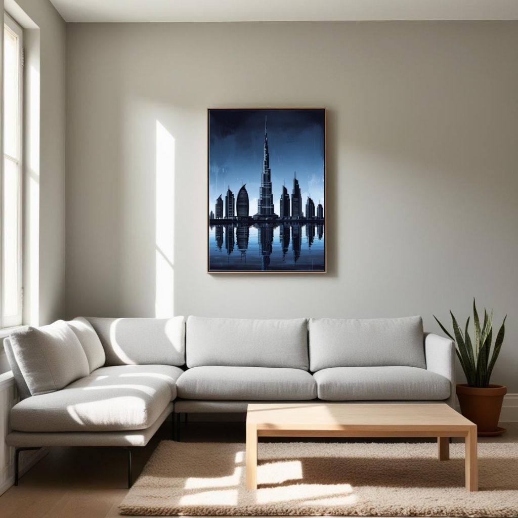 Dubai Skyline Wall Art Printable, Burj Khalifa Poster, Modern Dubai Cityscape Print, Luxury Architecture Wall Decor, Digital Download