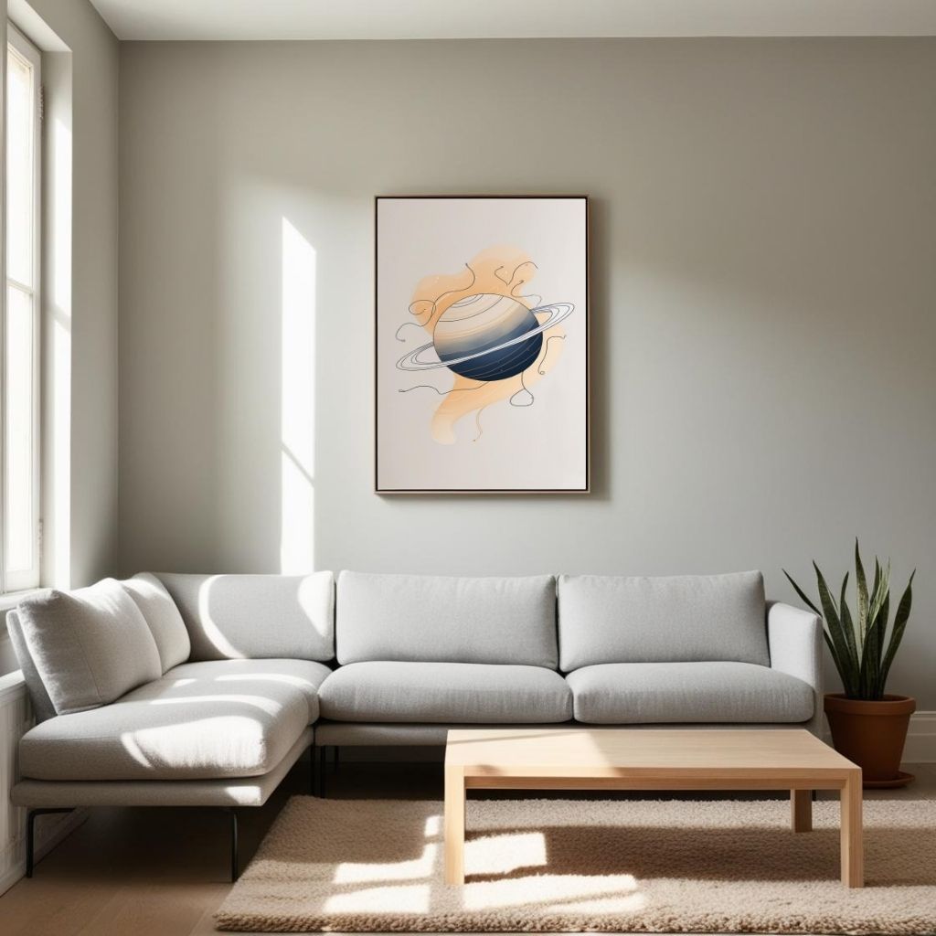 Saturn Planet Wall Art Printable, Minimal Space Poster, Modern Solar System Digital Print, Celestial Home Decor, Instant Download Artwork