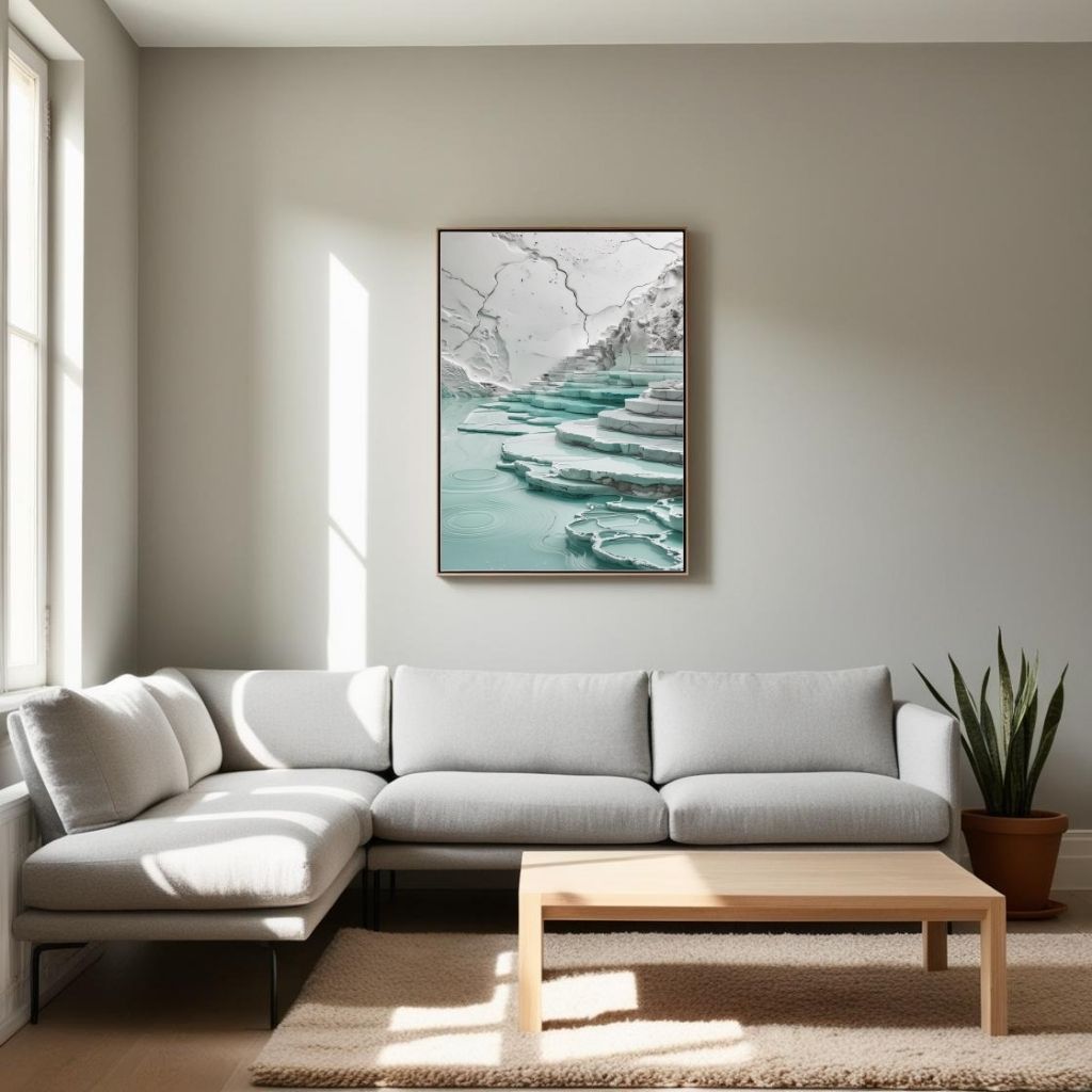 Travertine Wall Art Minimal Spa Landscape Printable Poster