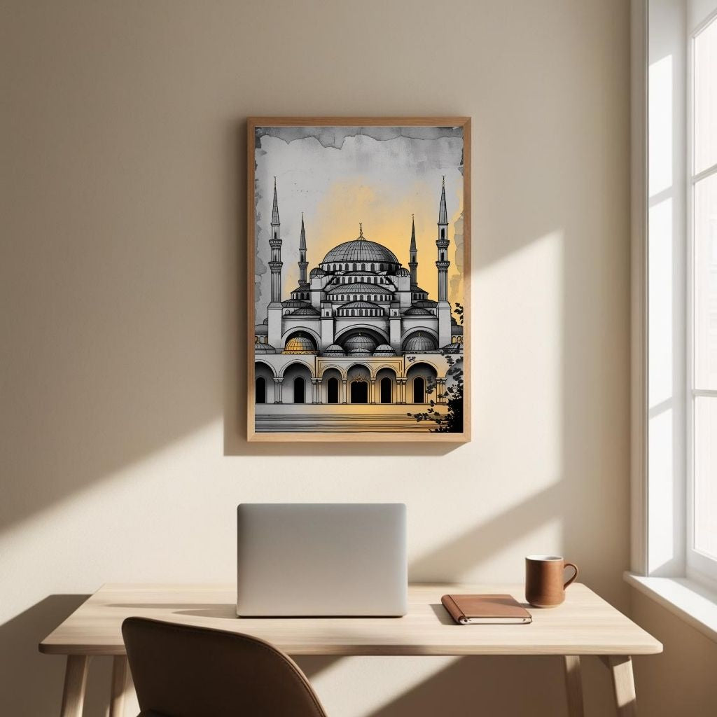 Blue Mosque Wall Art Istanbul Printable Architecture Poster