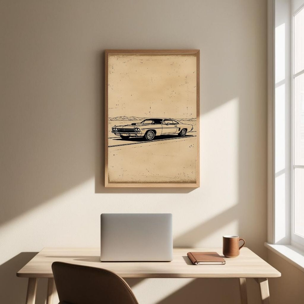 Classic Muscle Car Wall Art Printable, Vintage American Car Poster, Retro Automotive Decor, Classic Vehicle Print, Digital Download Print