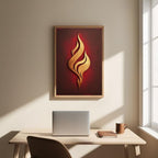 Abstract Flame Wall Art Printable, Golden Fire Minimal Poster, Modern Abstract Decor, Contemporary Digital Download Print