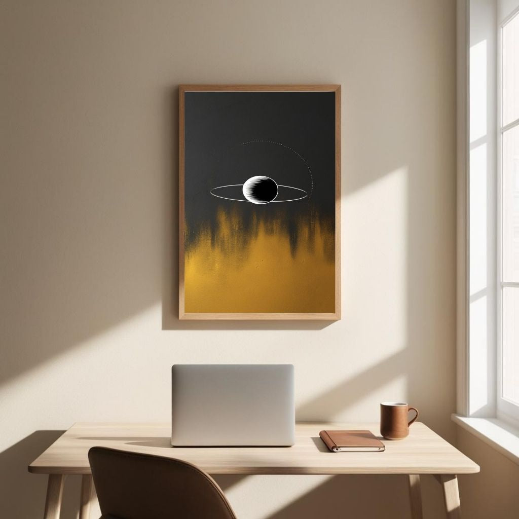 Saturn Wall Art Printable, Minimal Planet Poster, Modern Space Wall Decor, Celestial Abstract Print, Digital Download