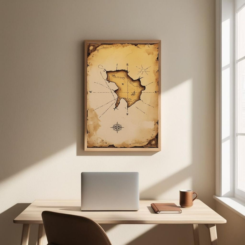 Treasure Map Wall Art Vintage Pirate Printable Poster