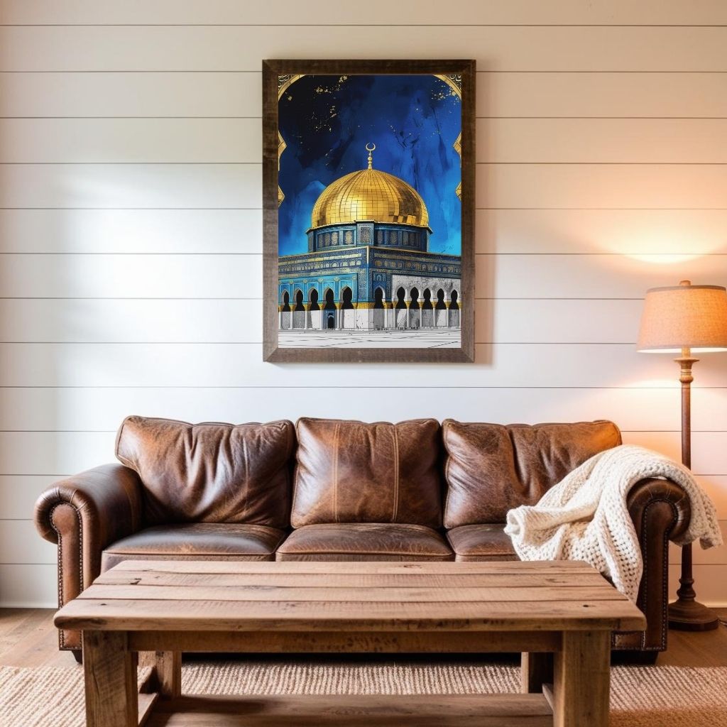 Dome of the Rock Wall Art Printable, Islamic Architecture Poster, Jerusalem Landmark Print, Mosque Wall Decor, Digital Download