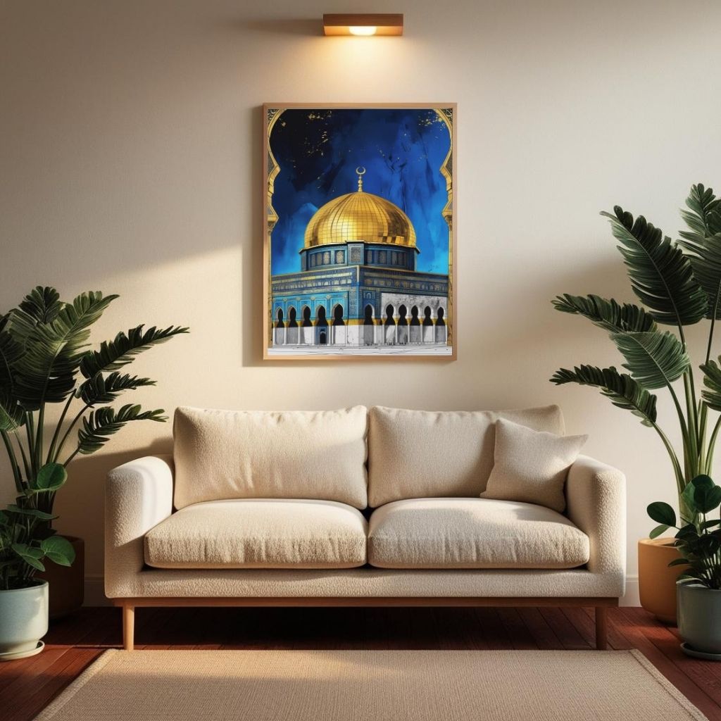 Dome of the Rock Wall Art Printable, Islamic Architecture Poster, Jerusalem Landmark Print, Mosque Wall Decor, Digital Download