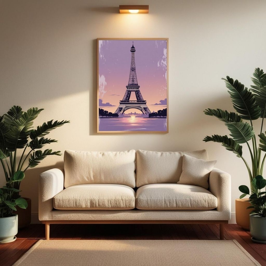 Eiffel Tower Wall Art Printable, Paris Sunset Poster, French Landmark Digital Print, Romantic Paris Decor, Instant Download Artwork