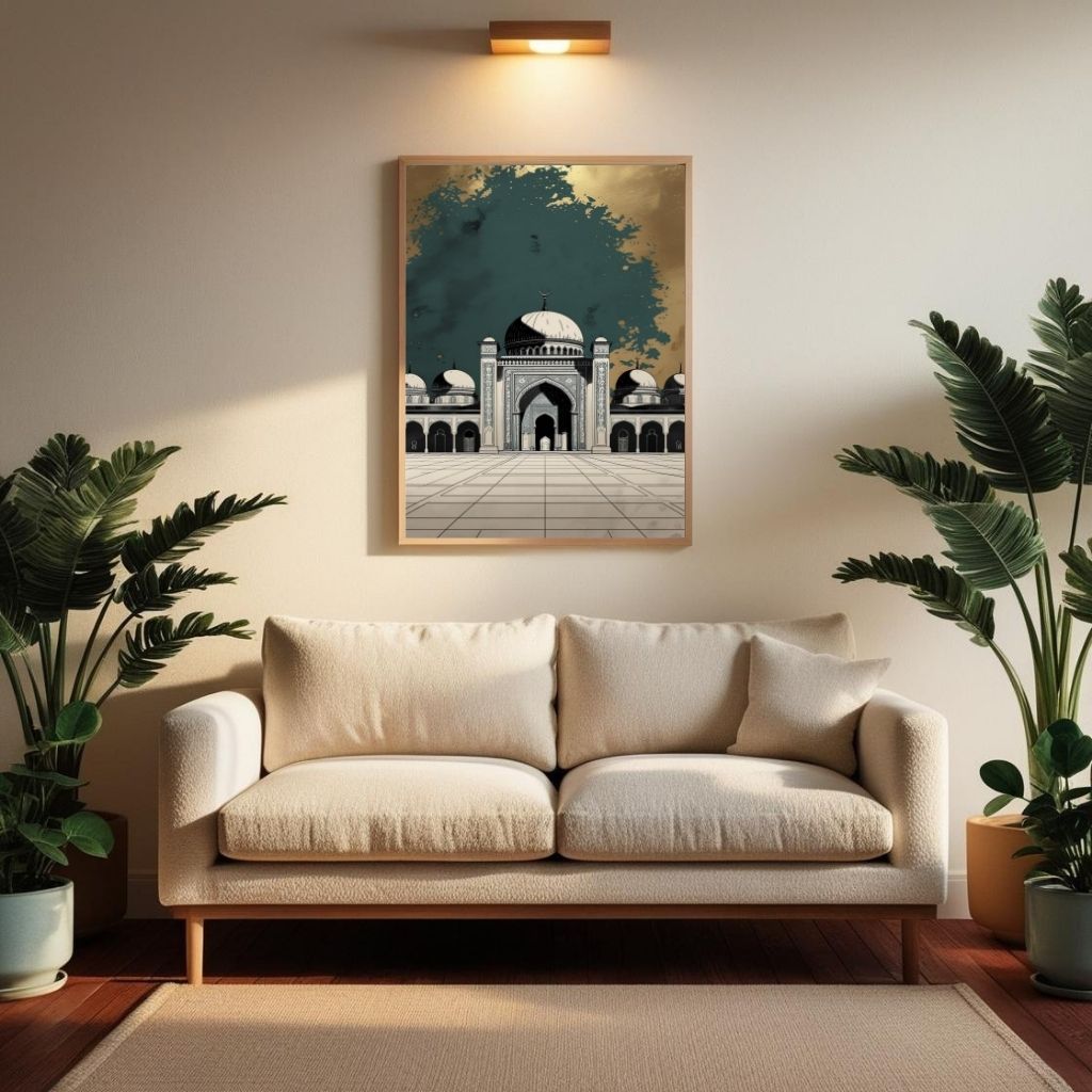 Islamic Mosque Wall Art Printable, Elegant Mosque Architecture Decor, Islamic Digital Download Print