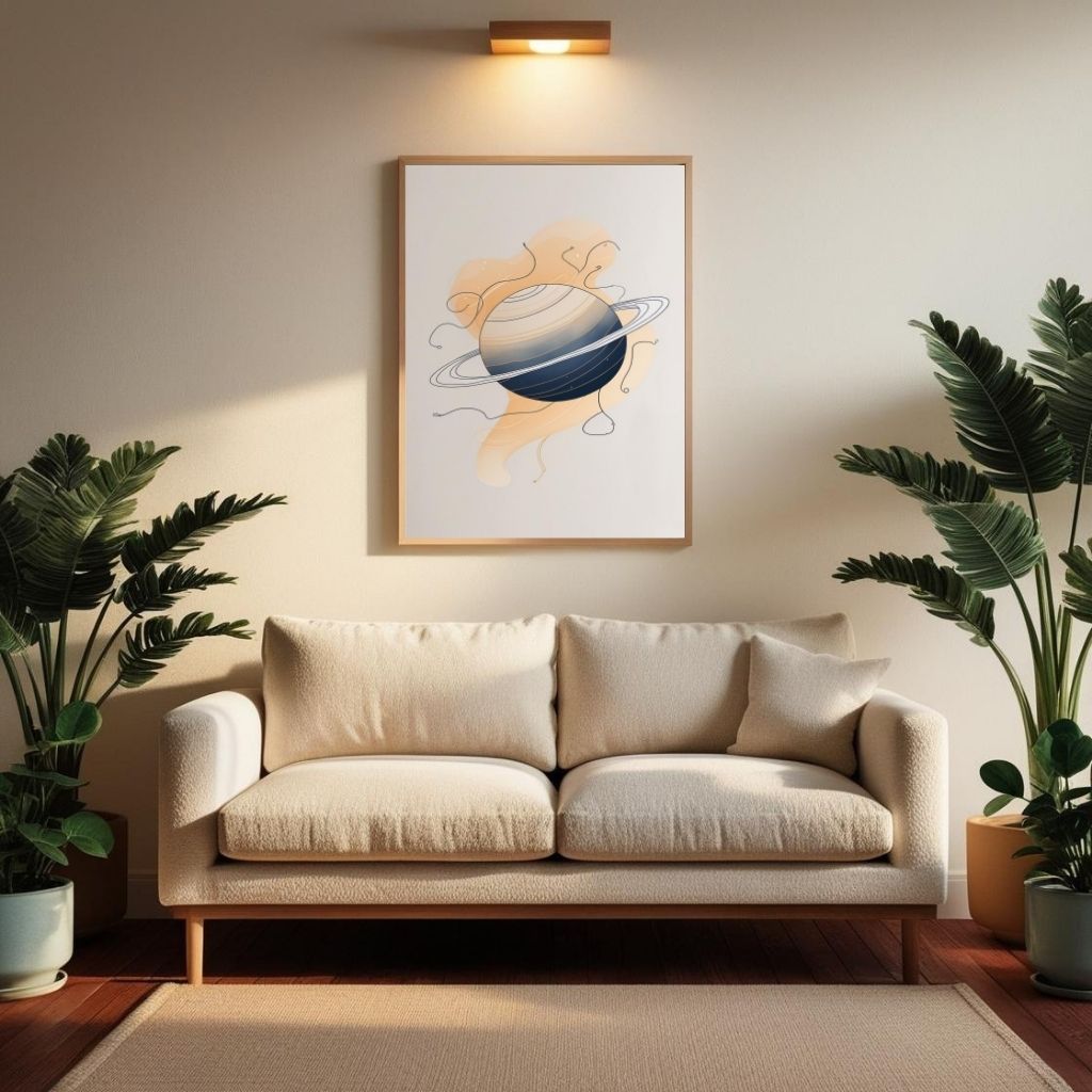 Saturn Planet Wall Art Printable, Minimal Space Poster, Modern Solar System Digital Print, Celestial Home Decor, Instant Download Artwork